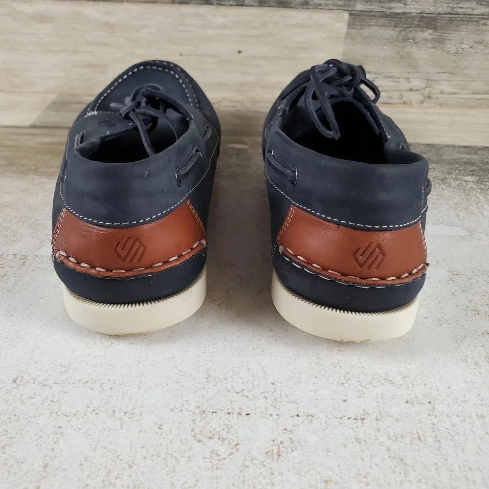 Johnston & Murphy Zeke Kids Boat Shoes Sz 7 M Navy Oild Nubuck Sneakers